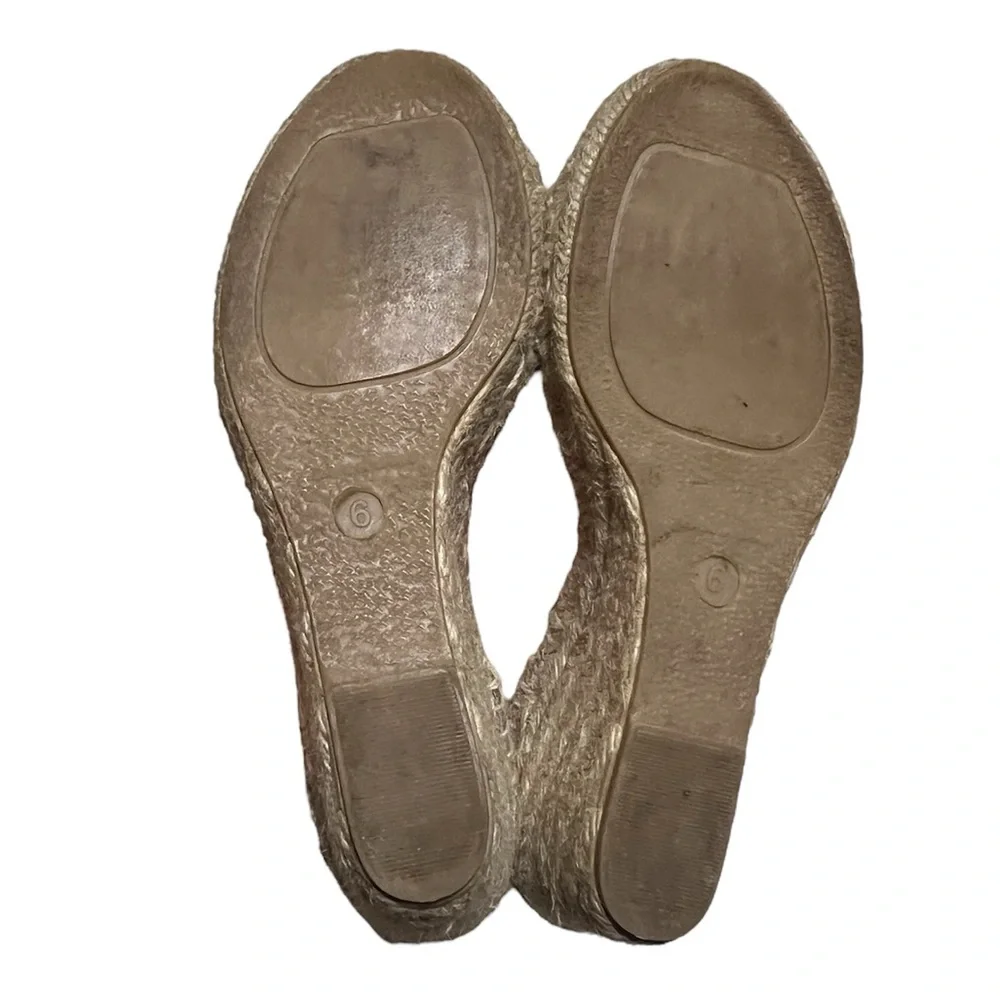 J Crew Gold Shimmer Espadrille Wedge Sandals Size 6